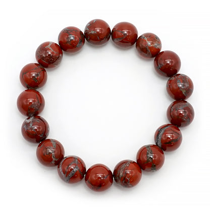 Japan Stones :  Sado Akadama 12mm bracelet natural stones Health wealth stones