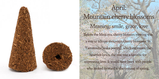 [Birthday Wood] Cone-shaped incense with holes [contains purifying salt] April Mountain cherry blossoms