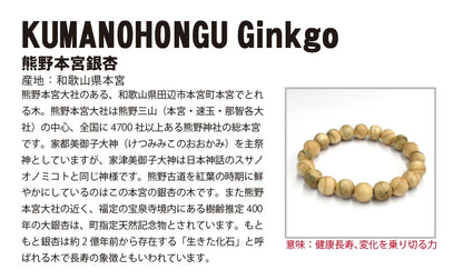 Kumano Hongu Ginkgo 8mm - Japanese precious wood -  Bracelet natural stones Health tree stones