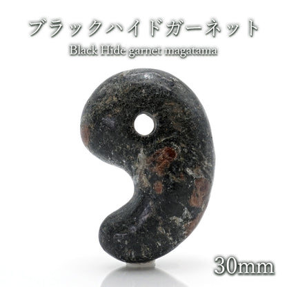 Japan Stones: Black Hide Garnet 30mm S rank magatama comma shape bracelet natural stones Health wealth stones