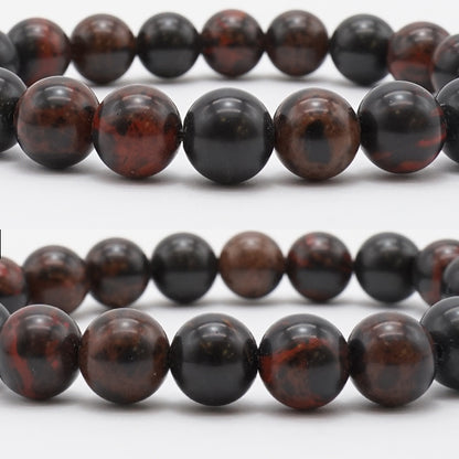 Japan Stones :  Red Tokachi Stone (Vermillion Obsidian) BLACK - 10mm bracelet natural stones Health wealth stones