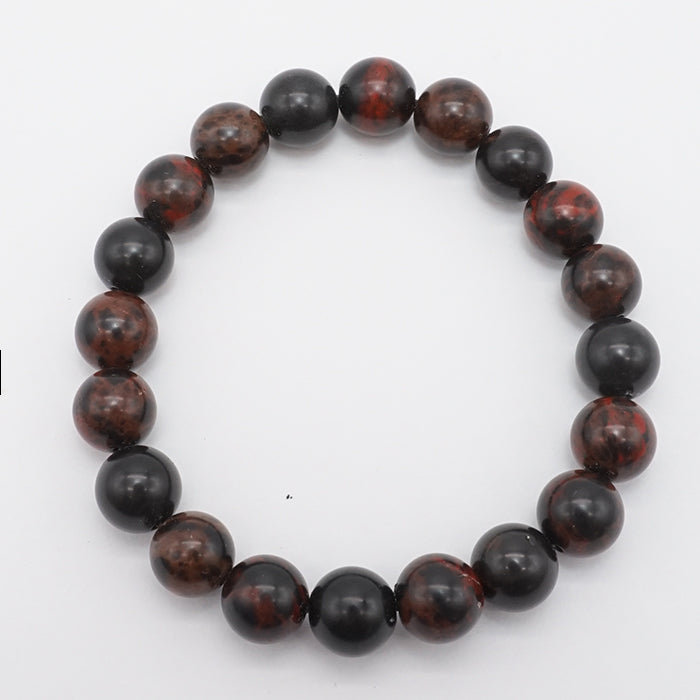 Japan Stones :  Red Tokachi Stone (Vermillion Obsidian) BLACK - 10mm bracelet natural stones Health wealth stones