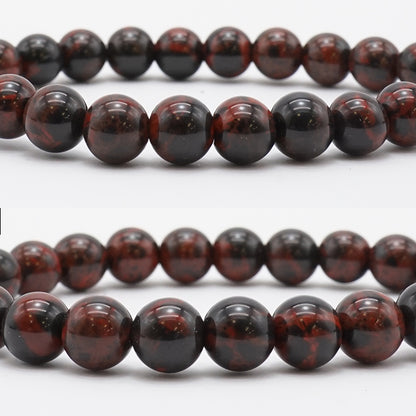 Japan Stones :  Red Tokachi Stone (Vermillion Obsidian) BLACK - 8mm bracelet natural stones Health wealth stones