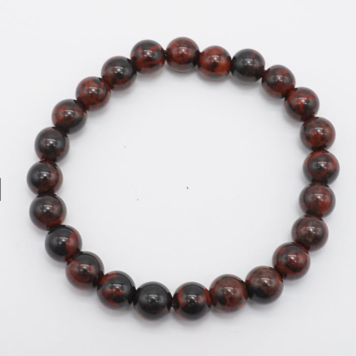 Japan Stones :  Red Tokachi Stone (Vermillion Obsidian) BLACK - 8mm bracelet natural stones Health wealth stones