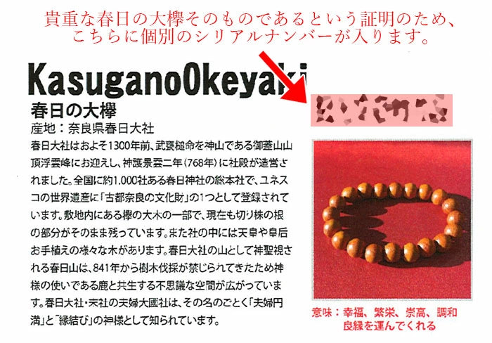 Japanese precious wood -Kasuga Large Zelkova 6mm bracelet natural stones Health wealth stones